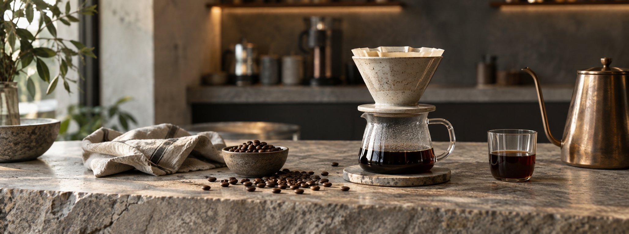 Editorial pour-over coffee still life