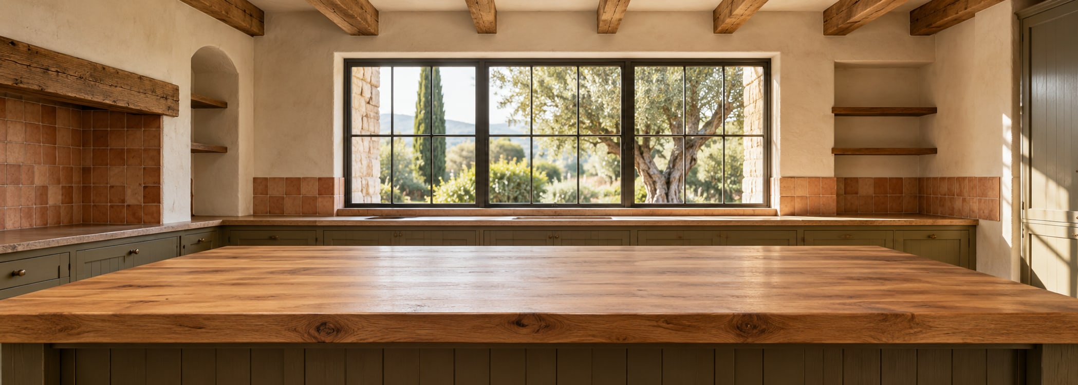Rustic farmhouse kitchen in realistic style